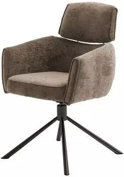 MCA Furniture Quebec 4-Fu&szlig;-Stuhl mit Armlehnen, drehbar, Stoff, Braun (QU4S45ANM)