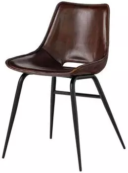 Massivmoebel24 Iron Label Stuhl #22 Echtleder Braun 47x59x78cm (09-151-890-0022)