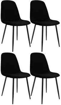 CLP Maryam 4er-Set Esszimmerst&uuml;hle Stoff, Schwarz (327442)