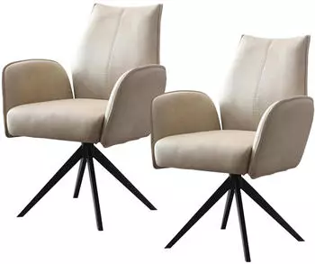 HTI-Living Esszimmerstuhl Edward drehbar mit Armlehnen, Beige, 2er Set