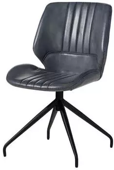 Massivmoebel24 Iron Label 511 Polsterstuhl Echtleder Blau 2er-Set (09-151-890-5011-2)