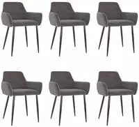 vidaXL Esszimmerst&uuml;hle 6 Stk. Dunkelgrau Samt