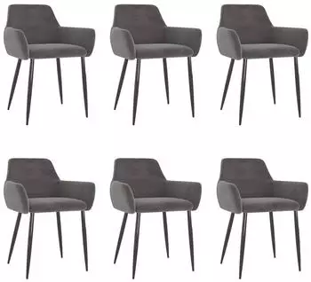 vidaXL Esszimmerst&uuml;hle 6er-Set Samt Dunkelgrau