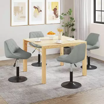 vidaXL Esszimmerst&uuml;hle 4er-Set Drehbar Hellgrau Samt (3088791)