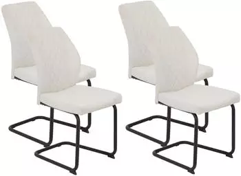 Hela Oslo Freischwinger 4er-Set Microfaser-Samtvelour Rautensteppung Beige/Schwarz (OSLO)