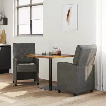 vidaXL Esszimmerst&uuml;hle mit Rollen 2er-Set Kunstleder Schwarz (42017857)