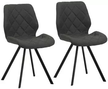 Svita Diamond Esszimmerstuhl 2er-Set Polsterstuhl Stoff Dunkelgrau (91446)