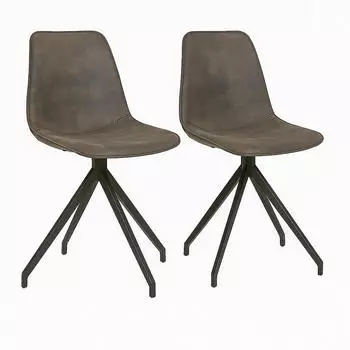 House Nordic Monaco Esszimmerstuhl 2er-Set Mikrofaser Dunkelgrau, schwarze Beine (Monaco)