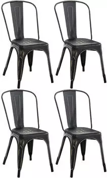 CLP Benedikt Metallstuhl stapelbar, 4er Set, bis 200kg, schwarz-gold (312764)