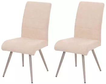 MCW Esszimmerstuhl MCW-G55 Chenille Edelstahl geb&uuml;rstet, creme (MCW-G55)