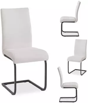 Idimex Leticia Schwingstuhl 4er-Set, Leinenstoff, Cremewei&szlig;/Schwarz (12701)