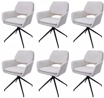 MCW Esszimmerstuhl N74 6er-Set drehbar Bouclé 540g/m² creme (MCW-N74)