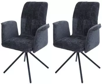 MCW Esszimmerstuhl MCW-N99 drehbar Armlehne Chenille &Ouml;ko-Tex dunkelgrau (MCW-N99)