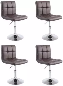 CLP Palma V2 4er-Set Loungesessel Kunstleder braun, h&ouml;henverstellbar, drehbar (Palma V2)