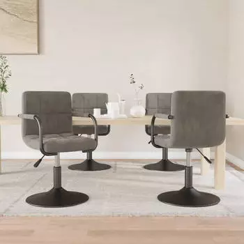 vidaXL Esszimmerst&uuml;hle 4er-Set Drehbar Hellgrau Samt (3087919)
