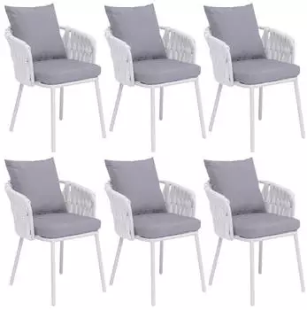 MCW MCW-P89 Esszimmerstuhl Aluminium Seilgeflecht hellgrau (100645)