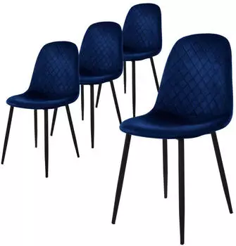 ML-Design Esszimmerstuhl 4er Set Samt Dunkelblau