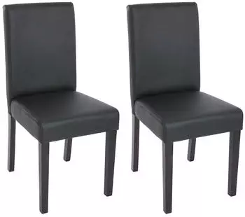 MCW Littau Esszimmerstuhl 2er-Set Kunstleder schwarz matt, dunkle Beine (Littau-2)