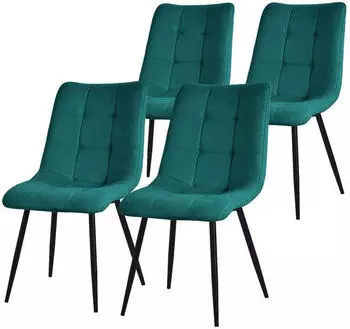ML-Design Esszimmerst&uuml;hle 4er Set Polsterstuhl Stoffbezug Stahlgestell Petrol