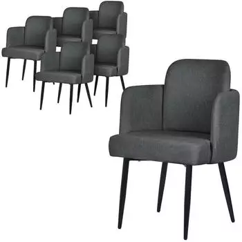 ML-Design Esszimmerstuhl mit Armlehne, Polster, Anthrazit, 6er-Set (490018644)