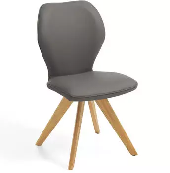 Niehoff Colorado Trend-Line Design-Stuhl Eichengestell, Lederlook grau