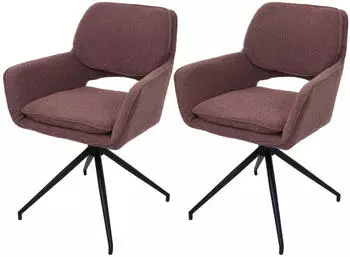 MCW Esszimmerstuhl N74 2er-Set Boucl&eacute;-Stoff drehbar Auto-Return, hellbraun (MCW-N74)