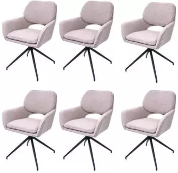 MCW Esszimmerstuhl N74 6er-Set Bouclé 540g/m² drehbar beige (MCW-N74)
