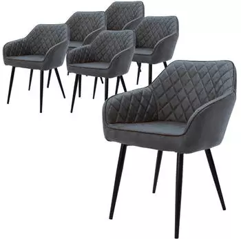 ML-Design Esszimmerst&uuml;hle 6er-Set Kunstleder Anthrazit