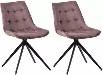 CLP Merna Esszimmerstuhl 2er-Set Samt, drehbar, braun (326665)