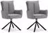 Homestyle4u Polsterstuhl mit Armlehnen, drehbar, Stoff Grau, 2er Set (3063)