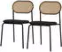 ML-Design Esszimmerstühle 2er Set Rattan Rückenlehne gepolstert, Schwarz