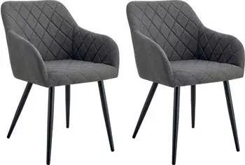 xonox.home Lea Esszimmerstuhl 2er-Set Webstoff Anthrazit Metallbeine 56x83x60cm