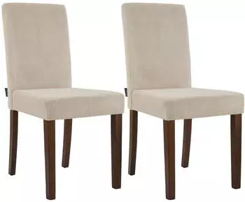 CLP Ina Esszimmerstuhl 2er Set Cordbezug gepolstert, Holzbeine (327533)