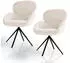 Juskys Albano Drehstuhl Bouclé-Stoff, 360°, 2er Set, Creme