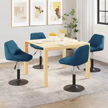vidaXL Esszimmerst&uuml;hle 4er-Set Drehbar Samt Blau (3088795)
