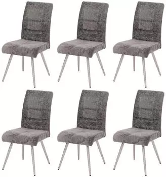 MCW Esszimmerstuhl MCW-G55 6er-Set Chenille Textil dunkelgrau (MCW-G55)