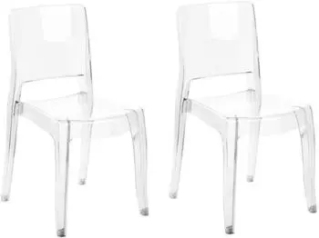 Beliani Westbridge 2er Set Esszimmerstühle, Transparent, Stapelbar, Ohne Armlehnen
