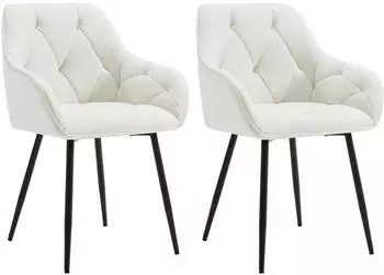 Woltu 2er Set Esszimmerst&uuml;hle Samt 56x83,5x45 cm creme