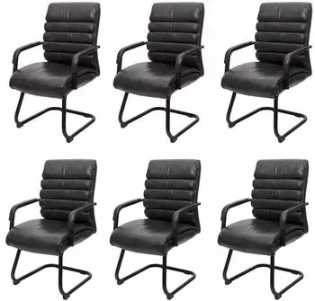 MCW H31 Freischwinger 6er-Set Kunstleder Vintage schwarz (MCW-H31)