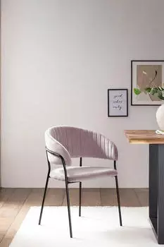 SalesFever Idro Esszimmerstuhl Samt, R&uuml;ckensteppung, Rose/Schwarz (395486)