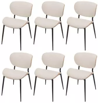MCW O45 Esszimmerstuhl 6er-Set Bugholz Kunstleder, natur/wei&szlig; (MCW-O45)
