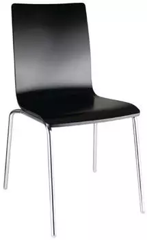 Bolero Beistellstuhl mit quadratischer Rückenlehne, Stahl/Buche-Furnier, Schwarz, 4er-Pack (GR345)