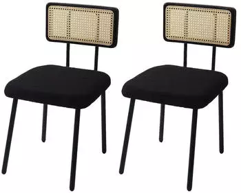 MCW MCW-K88 Esszimmerstuhl Boucl&eacute; Stoff/Textil, Schwarz, 2er-Set (89238)