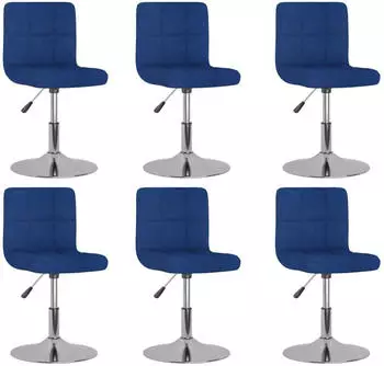 vidaXL Esszimmerst&uuml;hle 6 Stk., drehbar, Blau, Stoff (3087462)