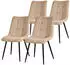 ML-Design Esszimmerstühle 4er Set Polsterstuhl Stoffbezug hellbraun, Stahlgestell schwarz