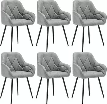 Woltu Dining chair in faux leather and metal x6 grey