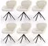Juskys Albano Drehstuhl Bouclé, 360° drehbar, gepolstert, Creme (6er-Set)