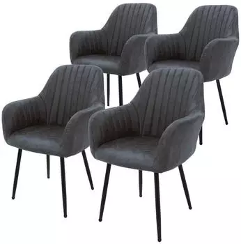 ML-Design Esszimmerstuhl mit Armlehnen Kunstleder Anthrazit 4er-Set (490012936)