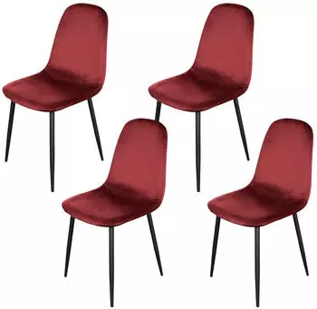 HTI-Living Savannah Esszimmerstuhl Samt Rot, 4er Set