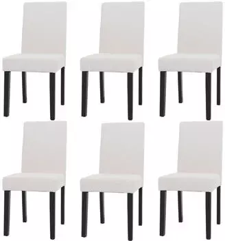 Chefgastro Esszimmerstuhl 6er-Set Cord Textil, cremewei&szlig;, dunkle Beine, 90x42x50cm (RMV85-178)
